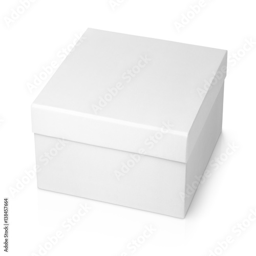 One white square box isolated on white background with clipping path