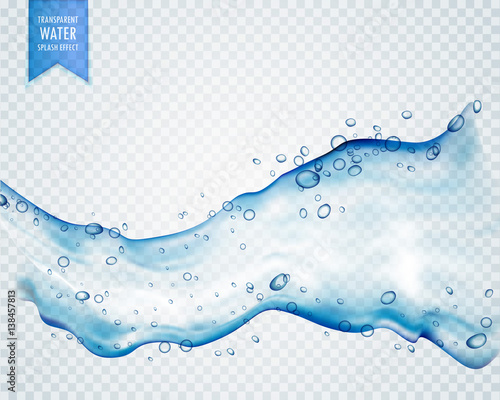 transparent water splash with droplets in vector