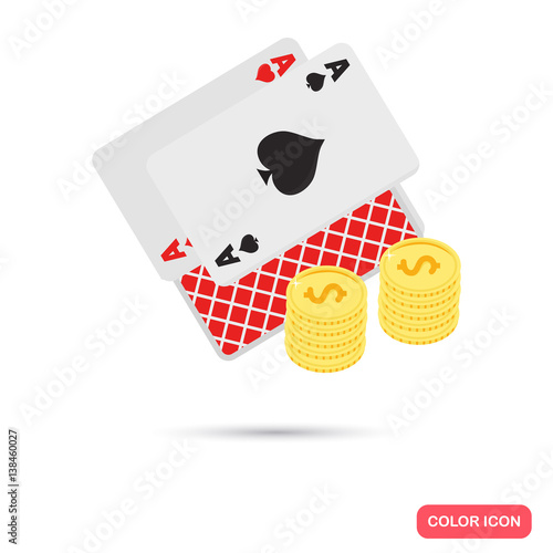 Cards and money color flat icon for web and mobile design