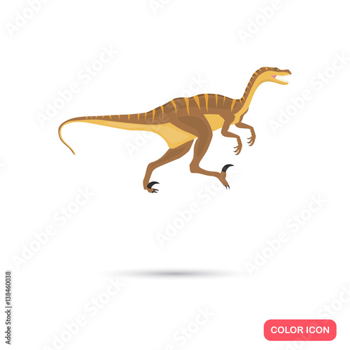 Velociraptor color flat icon for web and mobile design