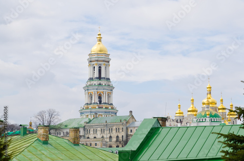 Kiev, Ukraine. Pechersk Lavra Monastery and river Dniepr panoramic city view