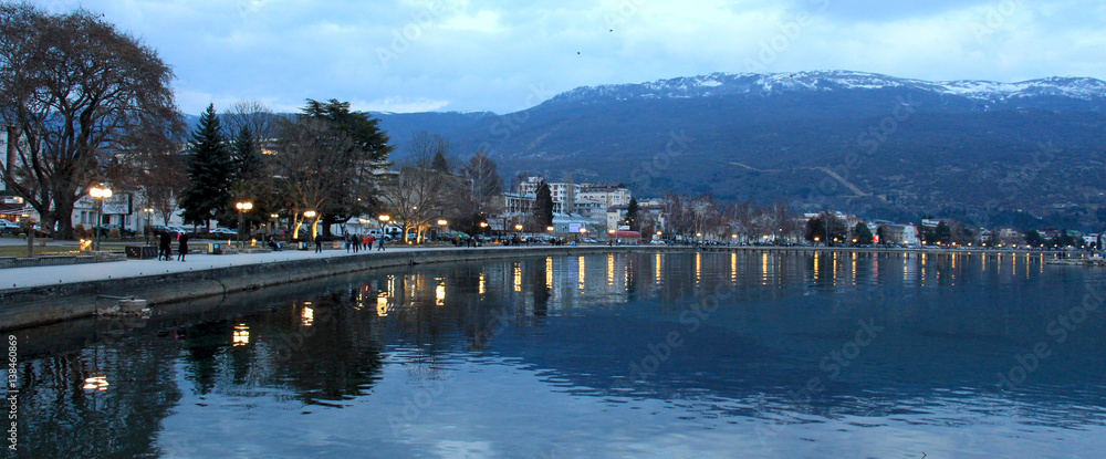 Obraz premium lake ohrid and city of ohrid, macedonia
