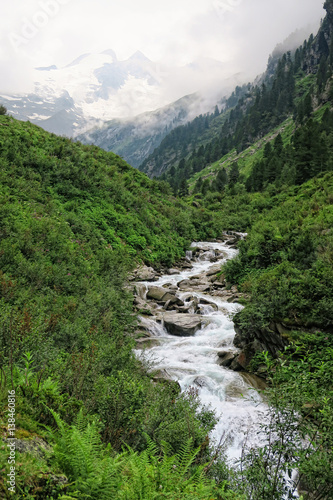 European Alps landscape of Zillertal valley (Tirol Austria)