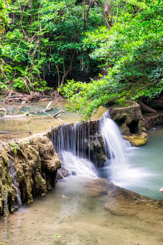 Waterfall flowing on tropical rainforest