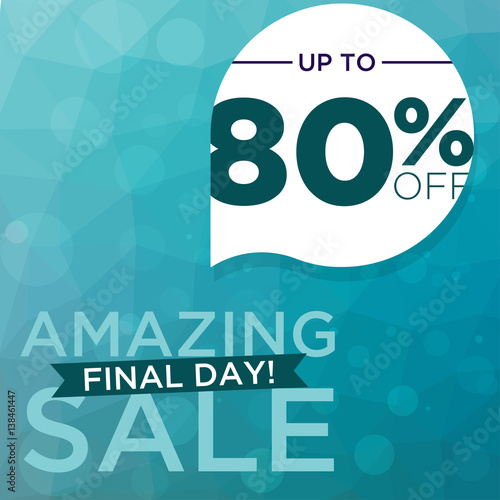 Ocean polygonal sale flyer with glare, can be used as poster or banner