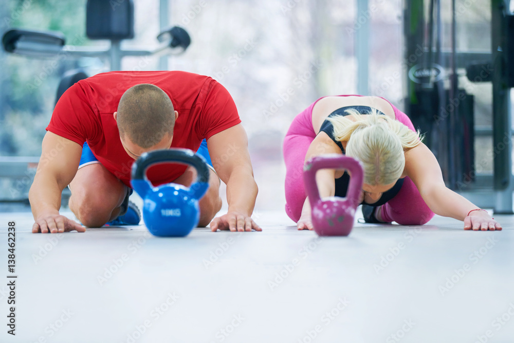 Naklejka premium fitness kettlebell in sport gym
