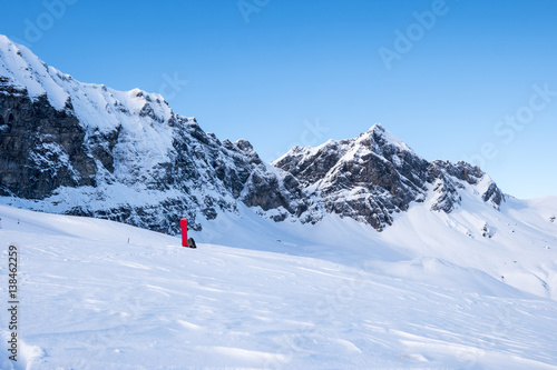 Winter in Swiss alps on a sunny day during a freeride session © mr_lemon