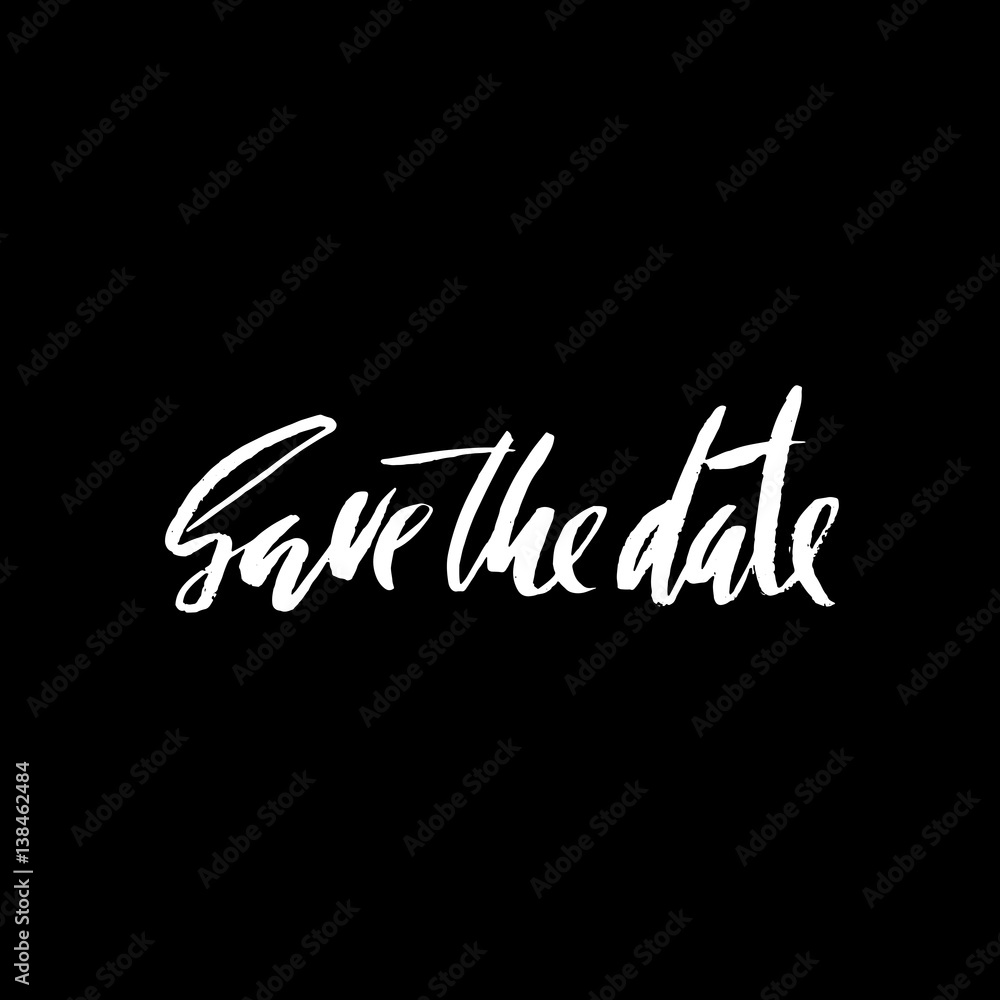 Save the date card. Hand drawn wedding calligraphy. Modern brush