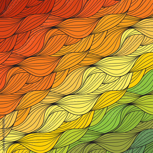 Vector abstract hand-drawn waves texture, wavy background. Colorful waves backdrop.
