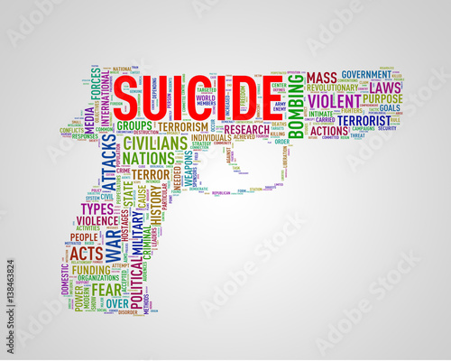 Pistol shape wordcloud tag suicide photo