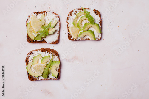 Cream cheese and avocado sandwiche