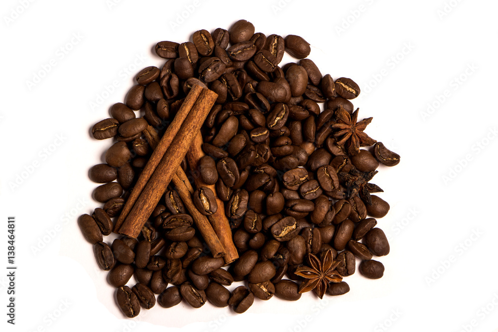 Roasted coffee beans on white background Roasted coffee beans on white background