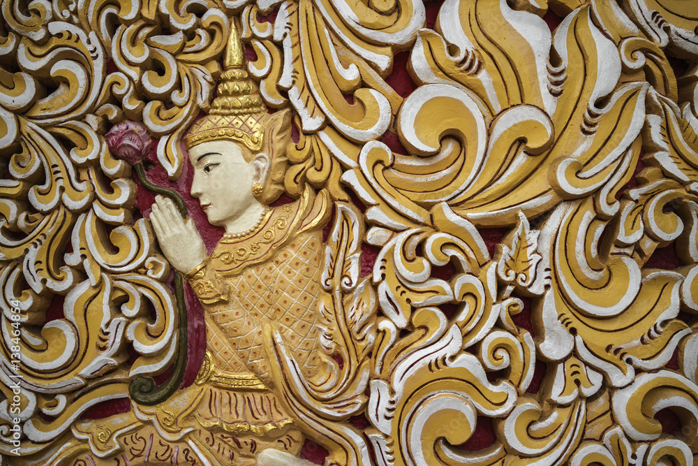 Wall decoration on a Buddhist temple, Georgetown, Penang, Malaysia