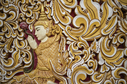 Wall decoration on a Buddhist temple, Georgetown, Penang, Malaysia