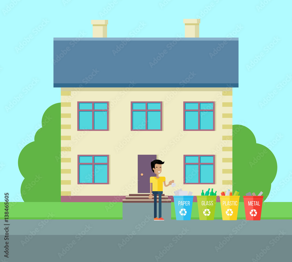 Sorting Household Trash Concept Illustration. Sorting Household Trash Concept Illustration.