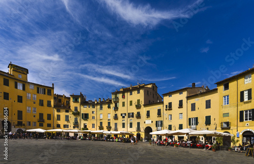 The piazza anfiteatro (Amphitheatre square) Lucca Tuscany Italy