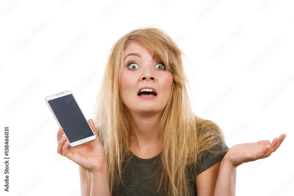 Fototapeta premium Crazy young woman talking on phone