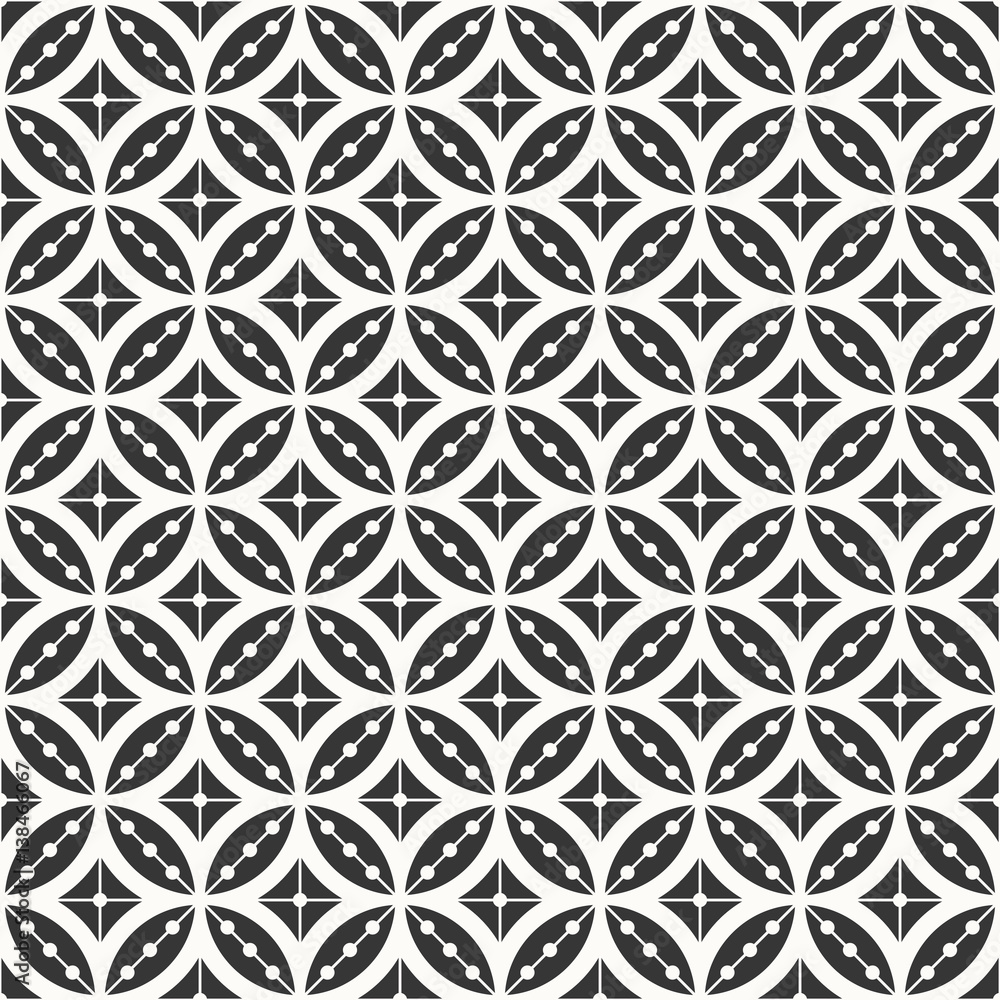 seamless geometric monochrome flower pattern. each detail in separate layer. seamless geometric monochrome flower pattern. each detail in separate layer.