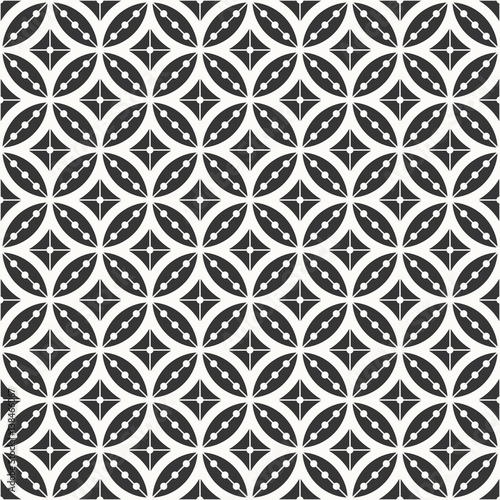 seamless geometric monochrome flower pattern. each detail in separate layer.