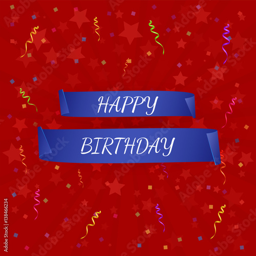 Happy Birthday banner. Paper scrolls. Vector illustration.