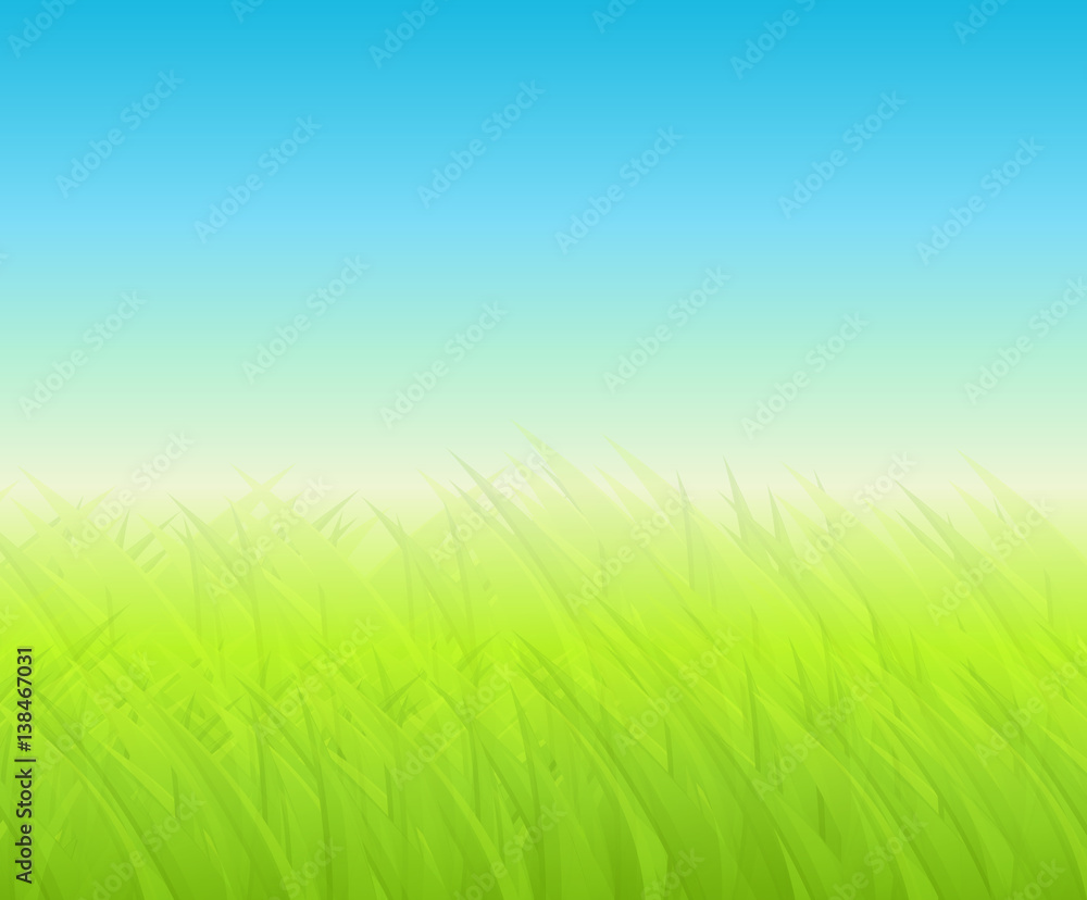 Green background with blurry grass, spring background