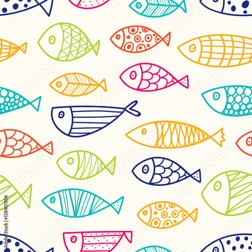 Colorful fish. Vector seamless pattern.