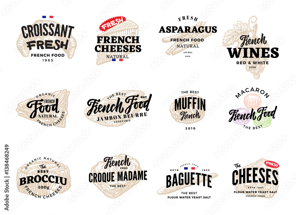 Sketch French Food Logos Set