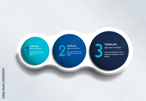 Three steps elements bubble chart, scheme, diagram. Infographic template.