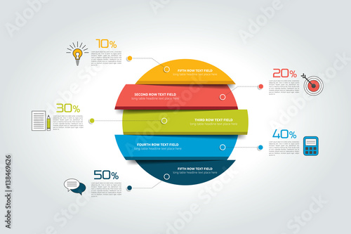 3d circle, round infographic, template, chart, scheme, diagram, table, schedule, element. Vector.