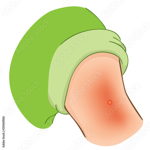 Illustration of a person with reaction after applying injection in the arm. Being either for the treatment of diabetes, sclerosis or vaccine