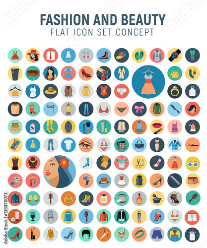 Fashion flat icon set concept