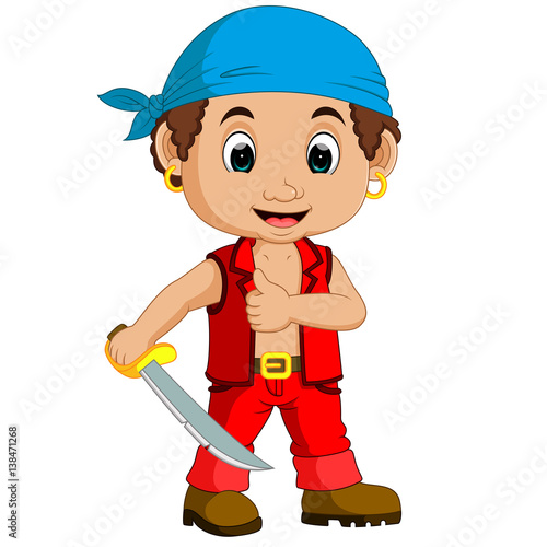 Cartoon pirate holding a sword