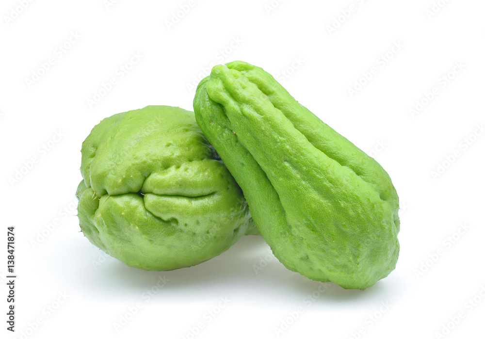fresh chayote isolated on white background fresh chayote isolated on white background
