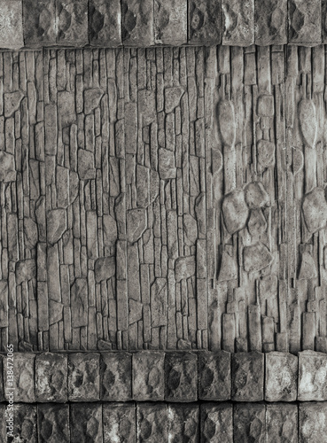 The blocks of solid stone.The wall of gray stone.Vintage rustic weathered une...