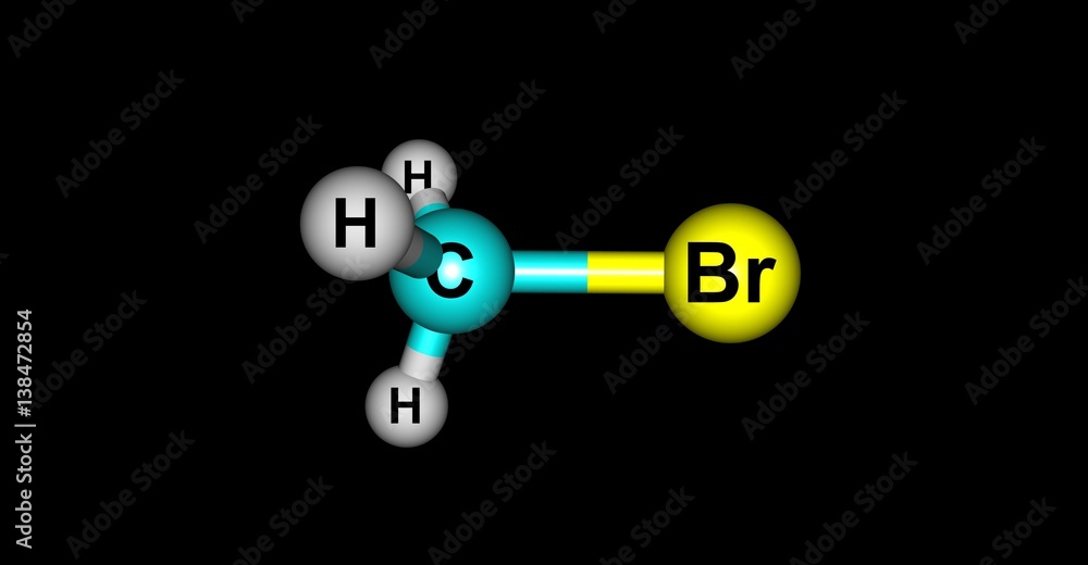 Bromomethane molecular structure isolated on black Bromomethane molecular structure isolated on black