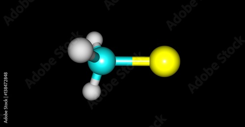 Bromomethane molecular structure isolated on black