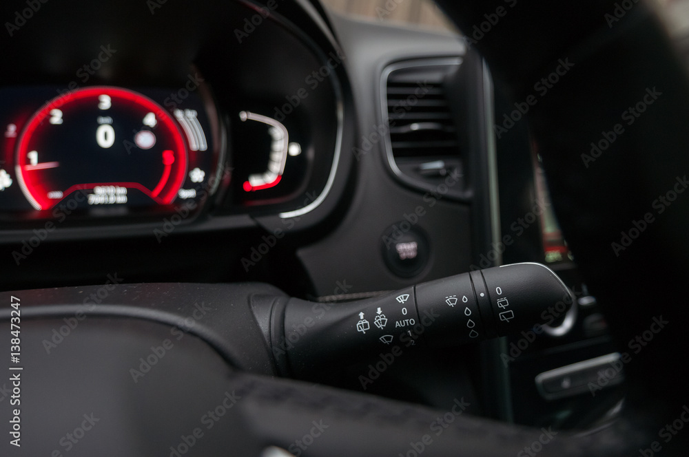 Windscreen wipers control unit and modern looking dashboard.