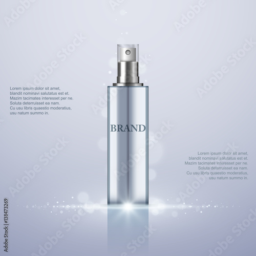 Perfume Spray Bottle on abstract background, vector illustration, cosmetics design