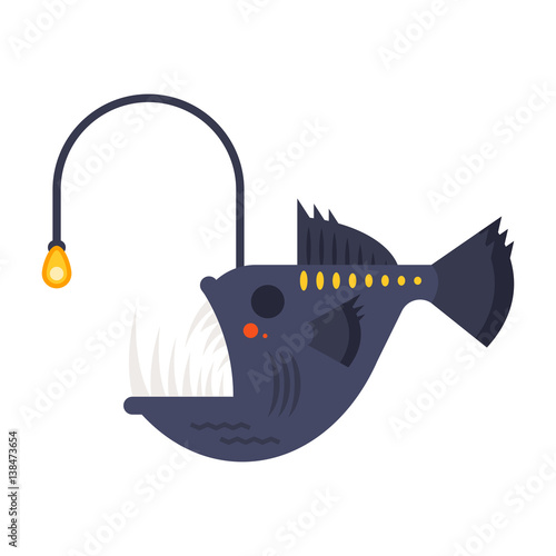 Vector flat style illustration of angler fish.