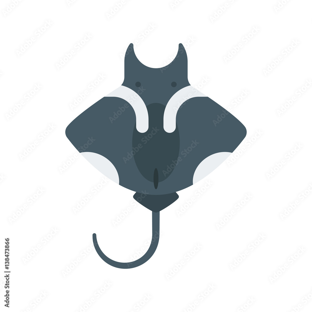 Fotografie Vector flat style illustration of stingray.