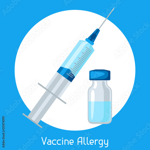 Vaccine allergy. Vector illustration for medical websites advertising medications