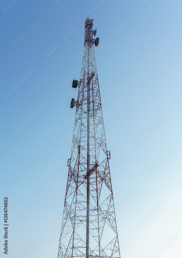 Antenna of Communication Building and blue sky Antenna of Communication Building and blue sky