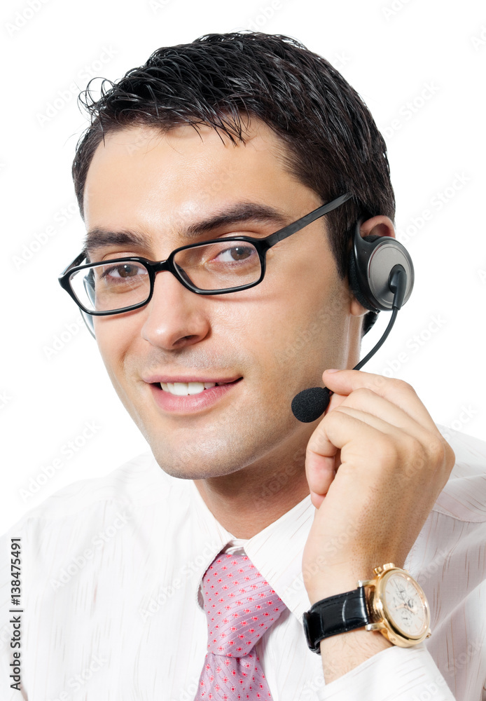 support phone operator in headset, isolated support phone operator in headset, isolated