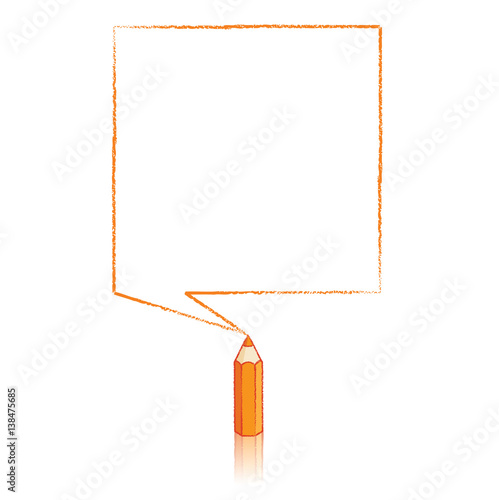 Orange Pencil Drawing Square Speech Balloon