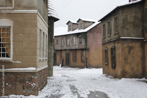 Wallpaper Mural The buildings of the medieval city in winter Torontodigital.ca