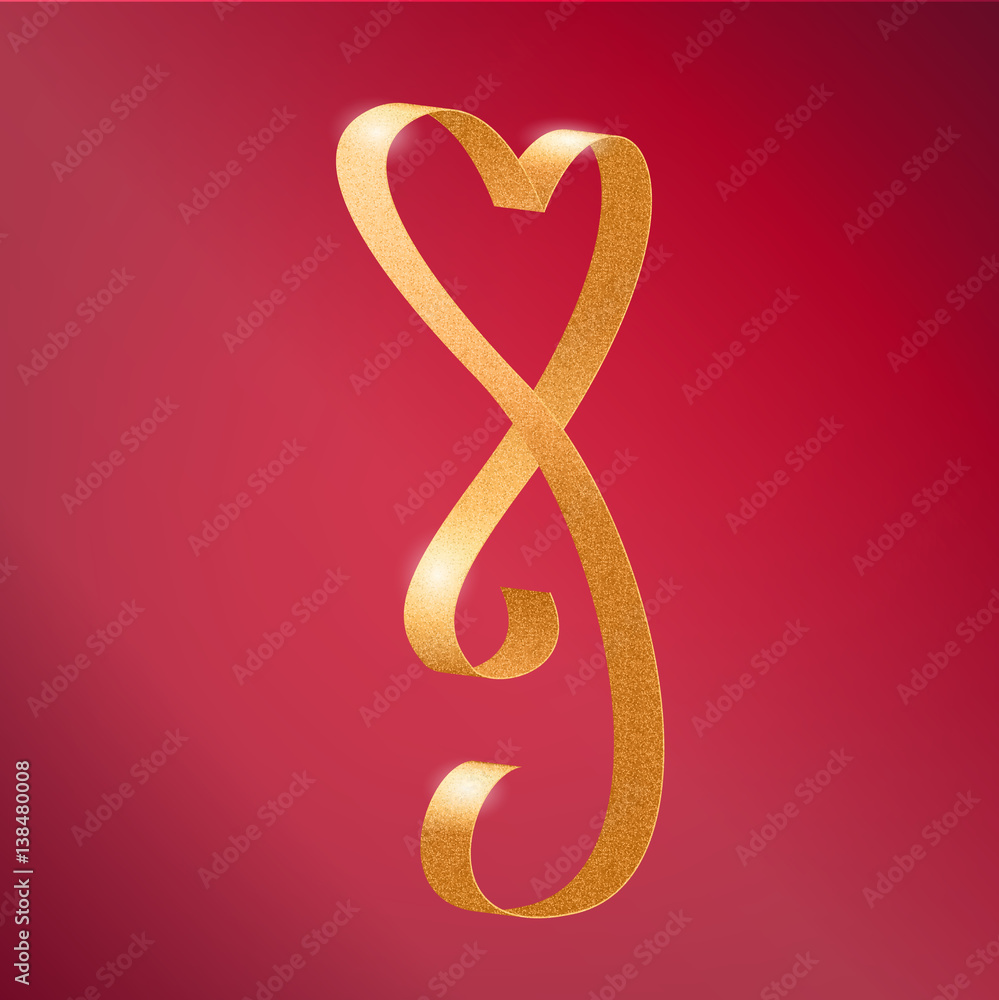 Heart Shape Golden Ribbon Heart Shape Golden Ribbon