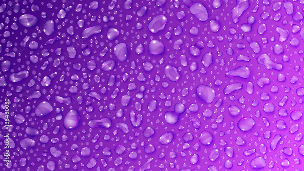 Purple background of water drops