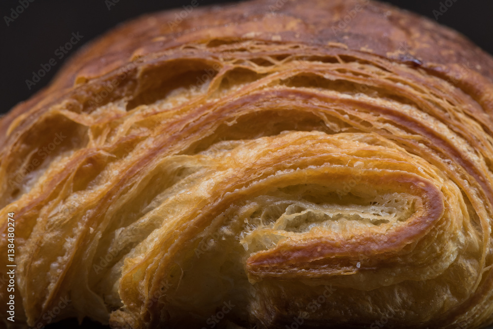 Brightly Lit Layers of Croissant Pastry Brightly Lit Layers of Croissant Pastry