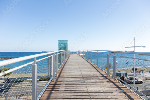 a scenic view from the bridge of the sea and the road, Limassol