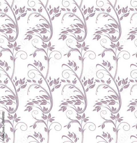 Seamless pattern curl twigs with leaves. © difinbeker